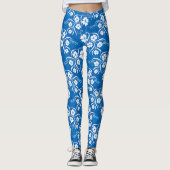 Leggings Impression florale classique blanche et bleue (Devant)