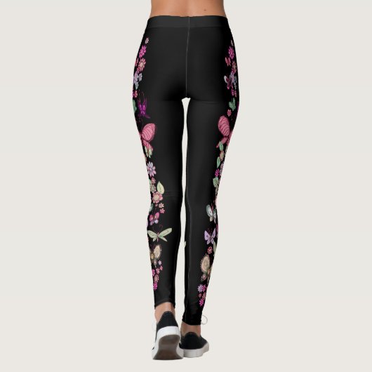 Leggings Impression florale de pastel de marguerites et de (Dos)