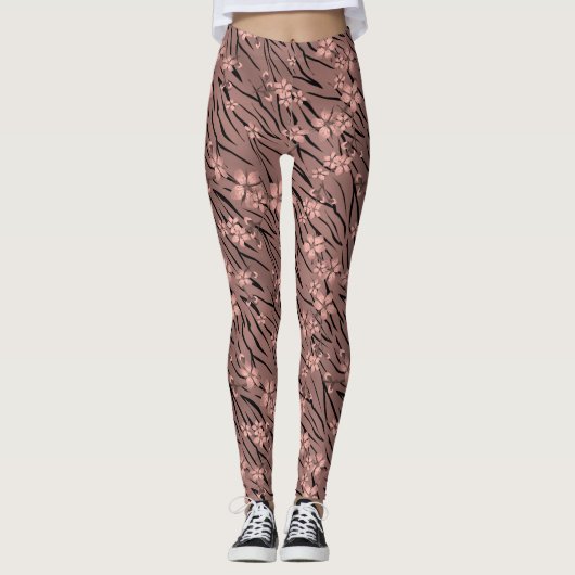 Leggings Impression florale de tigre (Devant)