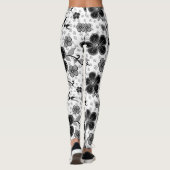 Leggings Impression florale noire et blanche (Dos)
