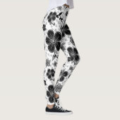 Leggings Impression florale noire et blanche (Droite)