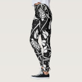 Leggings Impression florale noire et blanche de HotLeggings (Gauche)