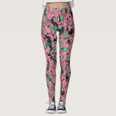 Leggings Impression florale rose et verte fantastique (Devant)