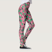 Leggings Impression florale rose et verte fantastique (Droite)
