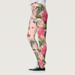 Leggings Impression florale tropicale, Colibris, Papillons<br><div class="desc">Laissez-vous charmer par ces leggings absolument époustouflants,  au design floral tropical mis en valeur par les colibris et les papillons,  posés contre un arrière - plan de couleur corail.  Idéal pour des vacances à la plage tropicale ou des vacances de tous les jours.</div>