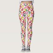 Leggings Impression géométrique rétro 1970 Noël à motifs (Devant)