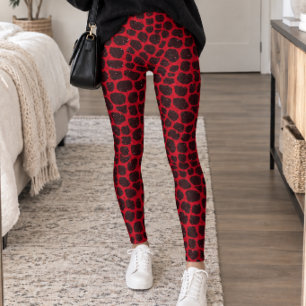 Leggings Impression Girafe Rouge Noir