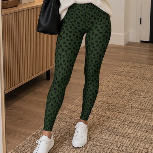 Leggings Impression guépard vert olive foncé