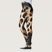 Leggings Impression léopard animal peinture noire marron cr (Gauche)