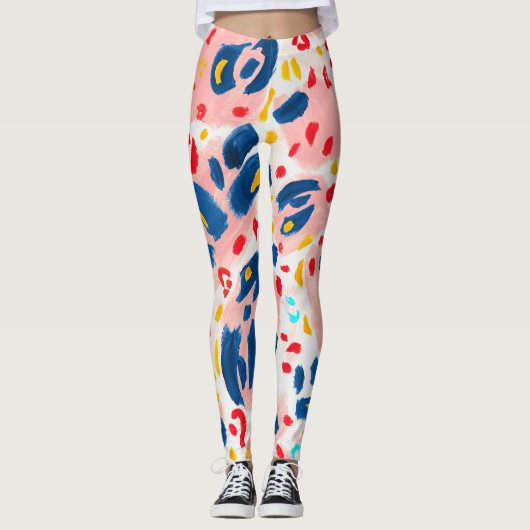 Leggings Impression léopard : aquarelle peinte à la main. (Devant)