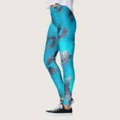 Leggings Impression léopard argent et bleu aspect brillant (Gauche)