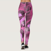 Leggings Impression léopard argenté et rose brillant feuill (Dos)