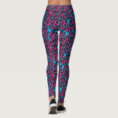 Leggings Impression léopard bleu rose néon (Dos)