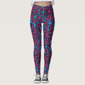 Leggings Impression léopard bleu rose néon (Devant)