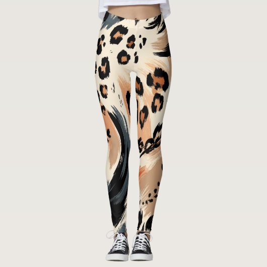 Leggings Impression léopard de style animalier exotique pei (Devant)