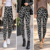 Leggings Impression léopard gris noir