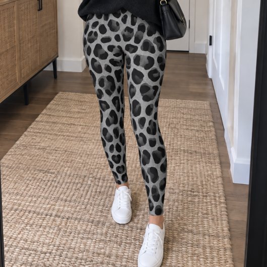 Leggings Impression léopard gris noir