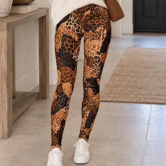 Leggings Impression léopard guépard marron mixte