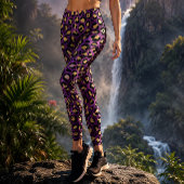 Leggings Impression léopard violet et or