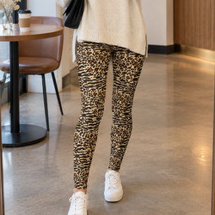 Leggings Impression mixte léopard et rayures de tigre
