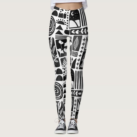 Leggings Impression noir et blanc (Devant)