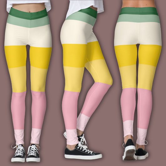 Leggings Impression Rétro | Bloc de Couleur