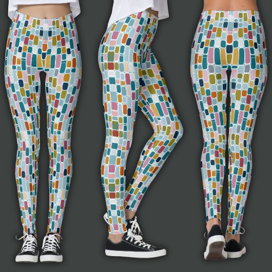 Leggings Impression Rétro | Blocs de Couleur