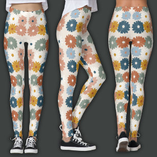 Leggings Impression Rétro   Floral Pastel