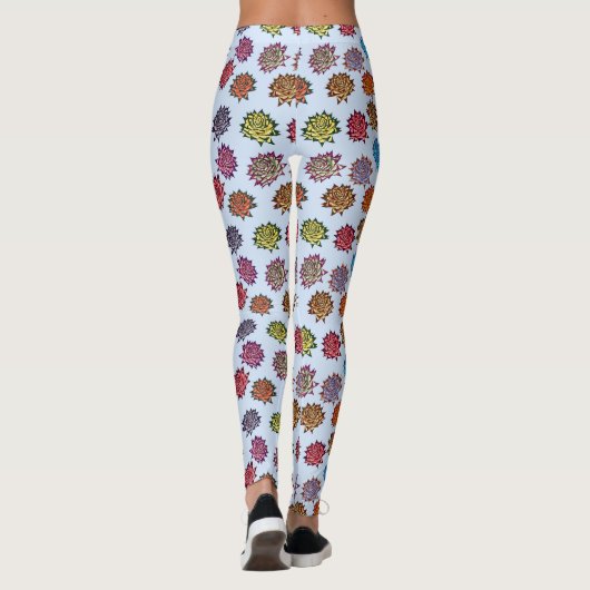 Leggings Impression Rose pointillée, Modèle Floral Moderne (Dos)