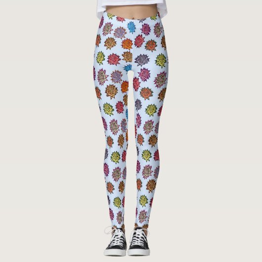 Leggings Impression Rose pointillée, Modèle Floral Moderne (Devant)
