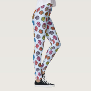 Leggings Impression Rose pointillée, Modèle Floral Moderne