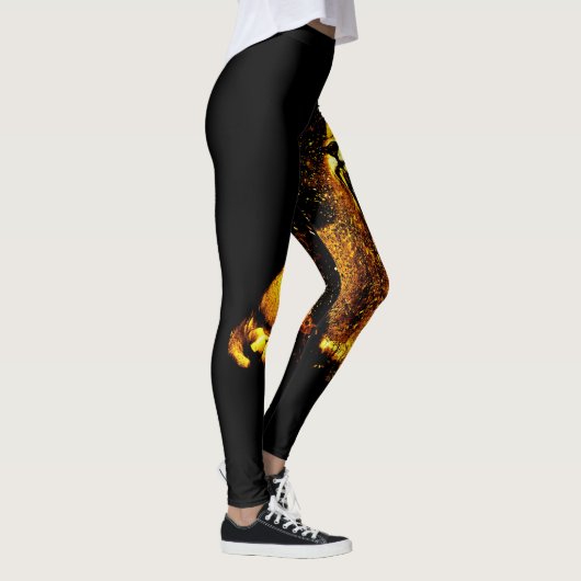 Leggings Impression Rotation Lion Or (Droite)