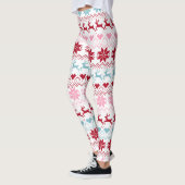 Leggings Impression Rouge, Bleue Et Rose Fair Isle (Gauche)