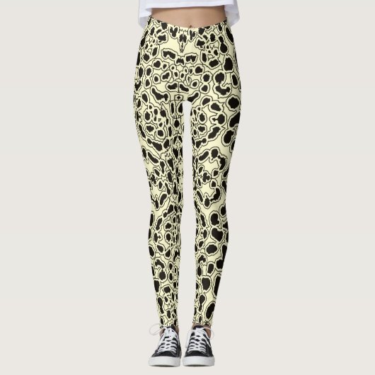 Leggings Impression Safari Léopard De Neige Crème (Devant)