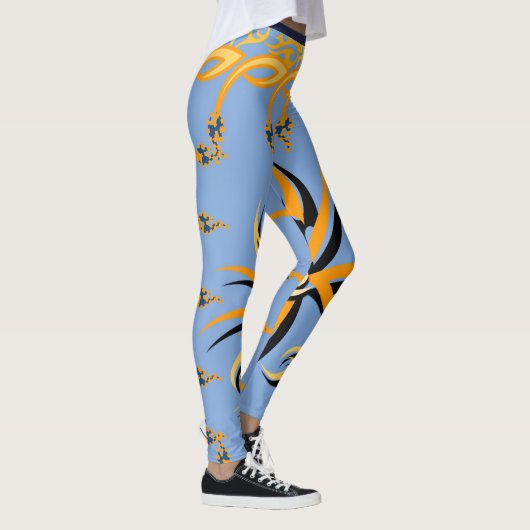 Leggings Impression tribale bleue et orange (Droite)