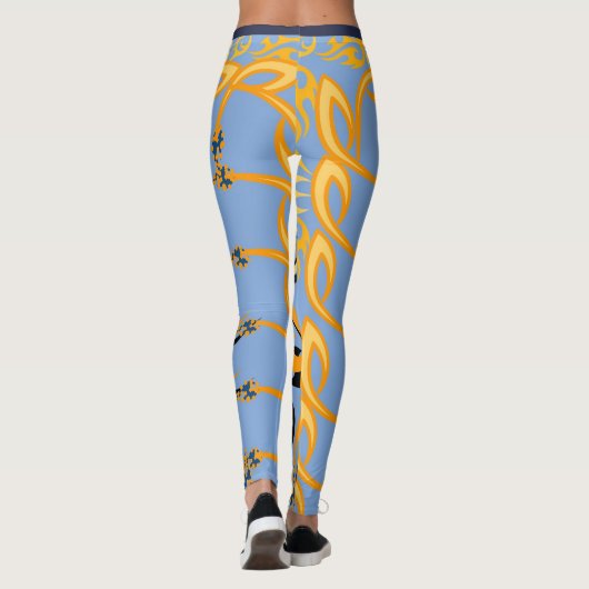 Leggings Impression tribale bleue et orange (Dos)