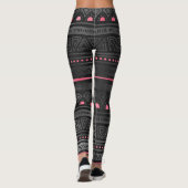 Leggings Impression Tribale noire avec accents roses (Dos)