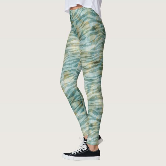 Leggings Impression turquoise Gold Zebra (Gauche)