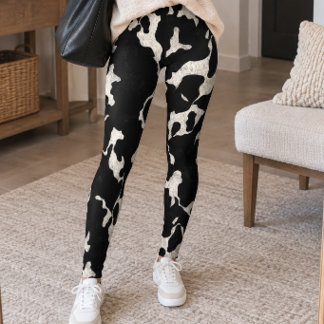 Leggings Impression vache noir et blanc