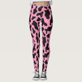 Leggings Impression vache noir rose (Devant)