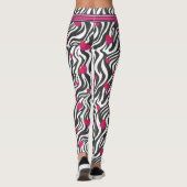 Leggings Impression Zebra avec coeur étincelant rose chaud (Dos)