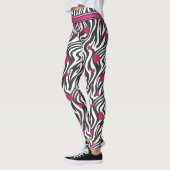 Leggings Impression Zebra avec coeur étincelant rose chaud (Gauche)