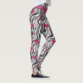 Leggings Impression Zebra avec coeur étincelant rose chaud (Droite)