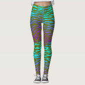 Leggings Impression Zebra verte et violette (Devant)