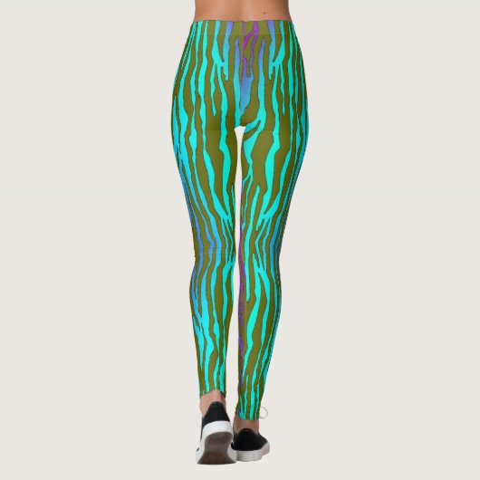 Leggings Impression Zebra verte et violette (Dos)