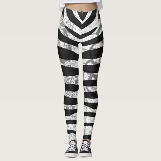 Leggings Impression zèbre noir (Devant)