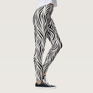 Leggings Impression Zèbre Noir Blanc Audacieux Motif Animal