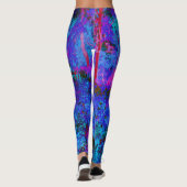 Leggings Impressionistic Dark Blue and Red Garden Landscape (Dos)