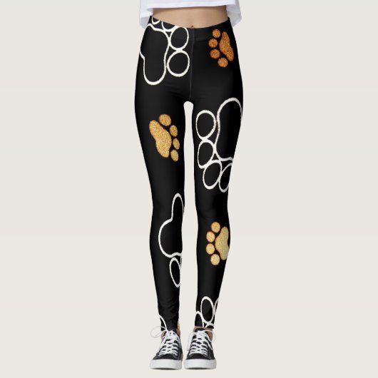 Leggings Imprimantes de pied de chien de chien de compagnie (Devant)