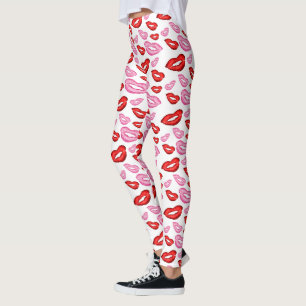 Leggings Imprimantes tendance rouge et rose rouge à lèvres